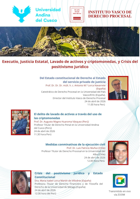 Seminario Executio, Justicia Estatal, Lavado de Activos y Criptomonedas y Crisis del Positivismo Jurídico 