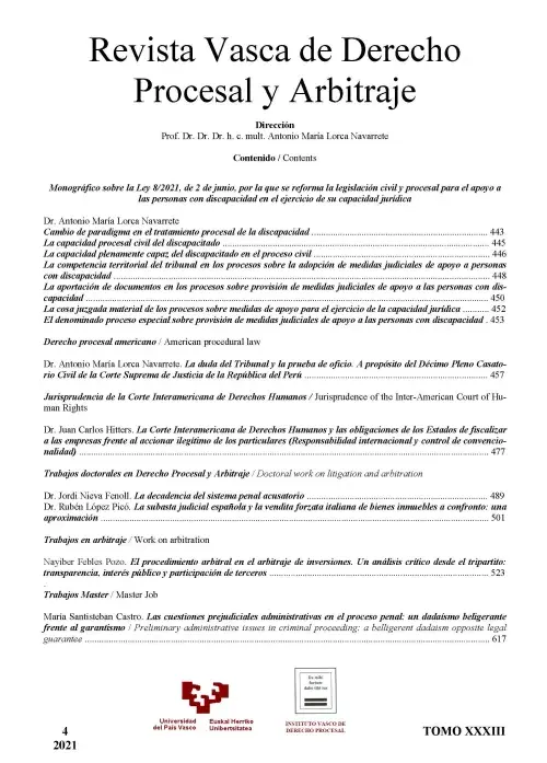 Revista Vasca de Derecho Procesal y Arbitraje Nº 4/2021