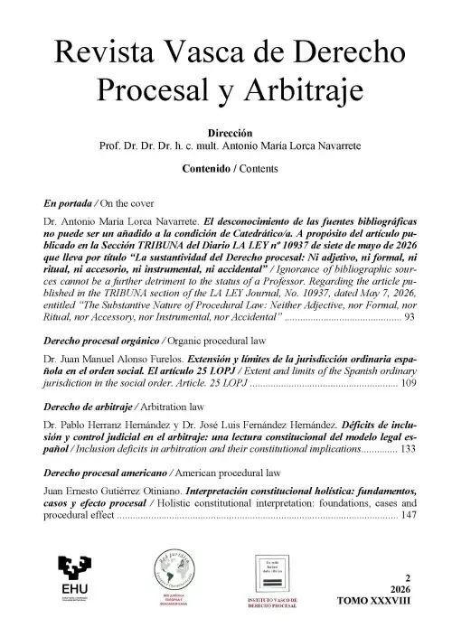 Revista Vasca de Derecho Procesal y Arbitraje Nº 2/2026